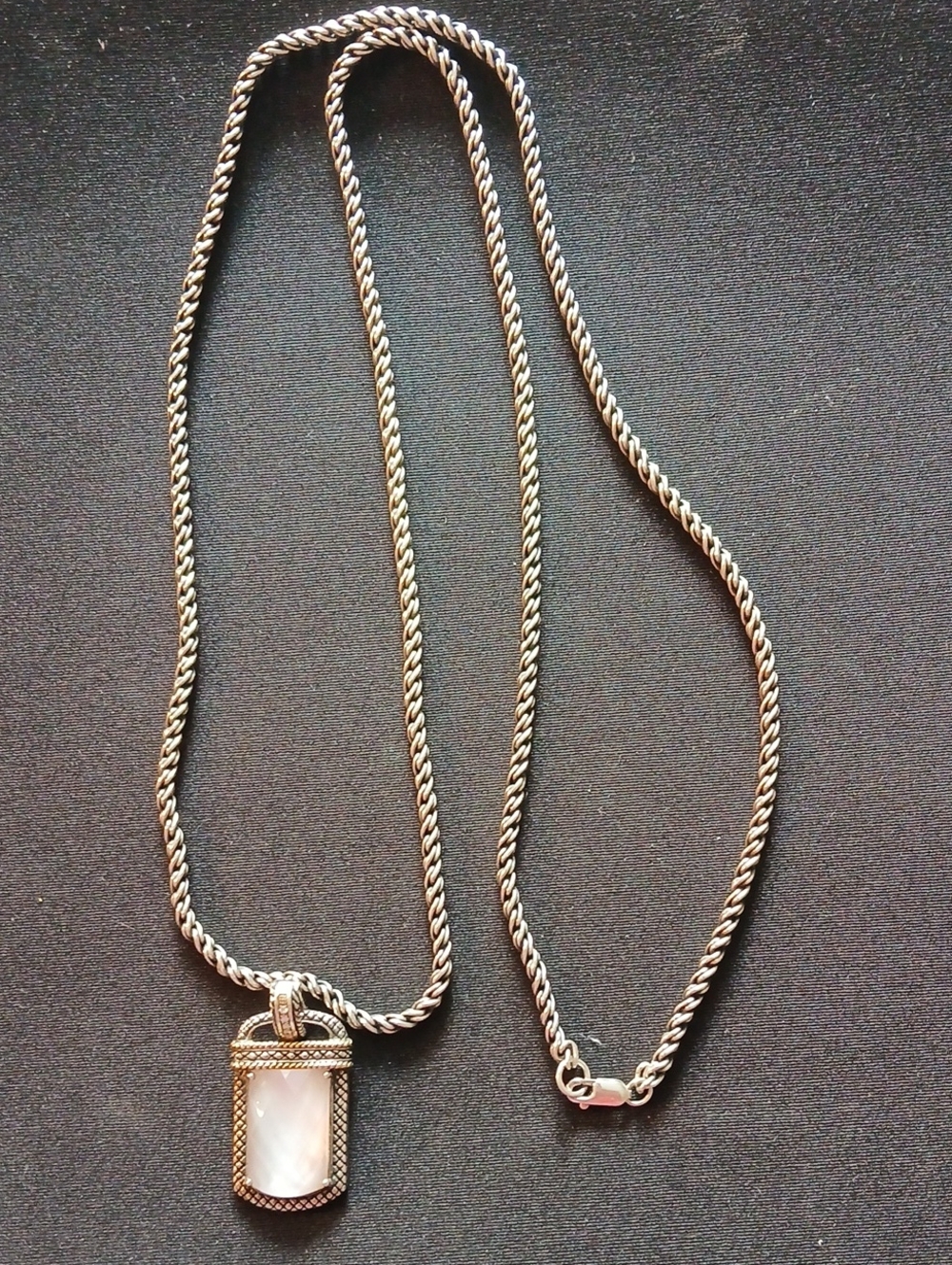 Andrea Candela Silver Necklace with Rose Quart Pendant 18kt Gold & Diamonds